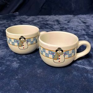 Set/2 Vtg Snowman Mugs